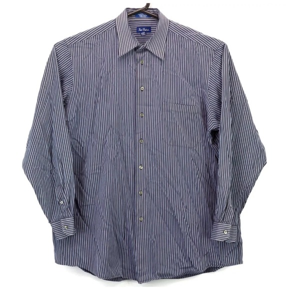 Paul Fredrick Other - Paul Fredrick‎ Shirt 17.5 Mens Button Up LS Collared Black Blue White  Striped